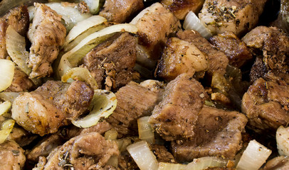 tasty juicy meat with onion and spices
