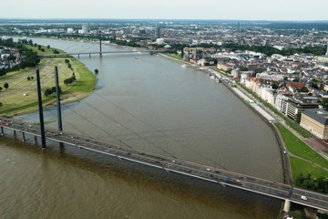 View to Düsseldorf from the Tower Rheinturm, Germany