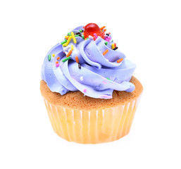 mini tasty cupcake isolated on white background