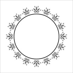 Round frame of cannabis. Border of stylized hemp leaf to create promotional products, logos, decoration items.