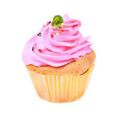 mini tasty cupcake isolated on white background