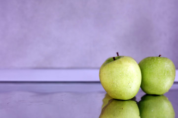 Apples on kitchen work table. Health care, medical and healthy life style concept