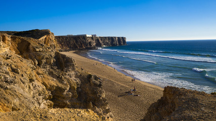A beautiful view on the open ocean from cliff during the sunny day.