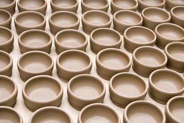 Clay pots drying in Peru