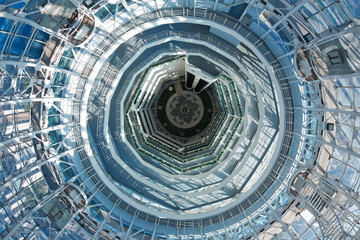Atrium of the railway station office building from above in Samara, Russia - obrazy, fototapety, plakaty