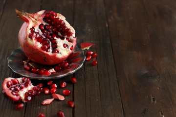 Open fresh ripe pomegranates