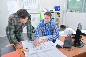 Fototapeta na wymiar Employees examining a layout