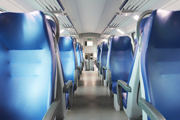 Empty railway carriage.
Interior of an Italian railway carriage. No people.