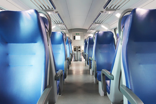 Empty railway carriage.
Interior of an Italian railway carriage. No people.