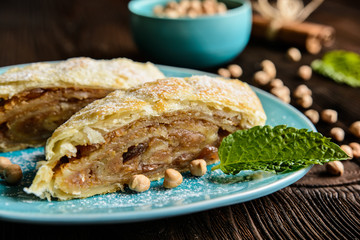Chickpeas strudel with, raisins and cinnamon
