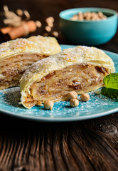 Chickpeas strudel with, raisins and cinnamon