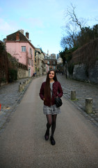 Fototapeta na wymiar Beautiful teenage girl on Montmartre in Paris, France