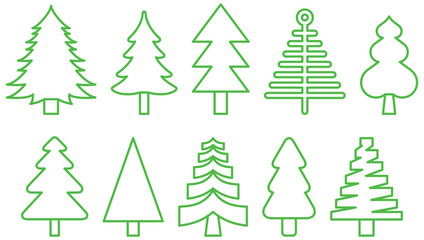 CHRISTMAS TREES green line icons