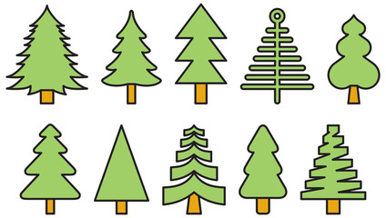 CHRISTMAS TREES filled line icons