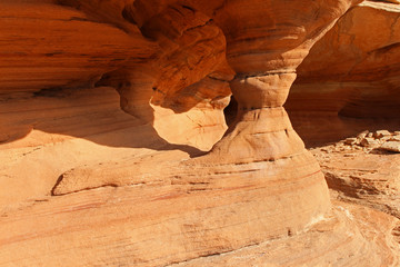 Sunlight shines on sandstone column in Canyonlands National Park