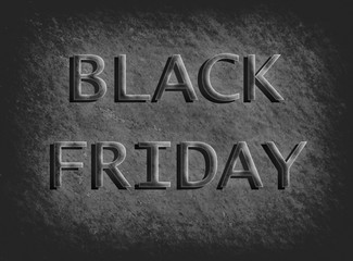 Black Friday on stone rock background, black and white