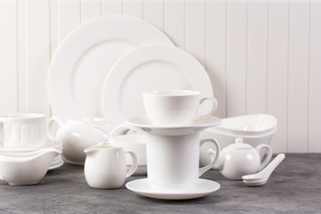 Set of white dishes