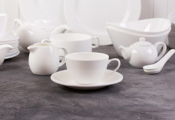 Set of white dishes