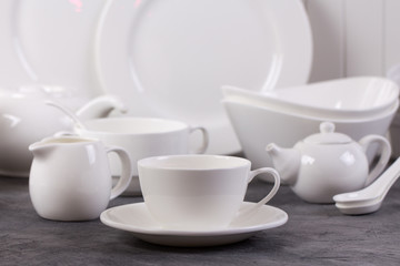Set of white dishes