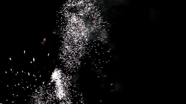 fireworks new year on black sky background, sound

