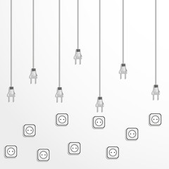 Electrical plugs and electrical outlets. Vector illustration.