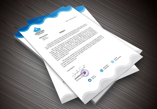 Abstract Wave Header Element Letterhead Layout