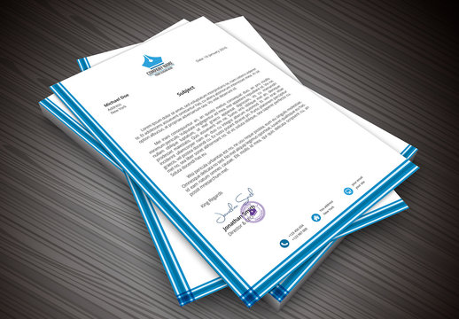 Striped Sidebar/Footer Element Letterhead Layout