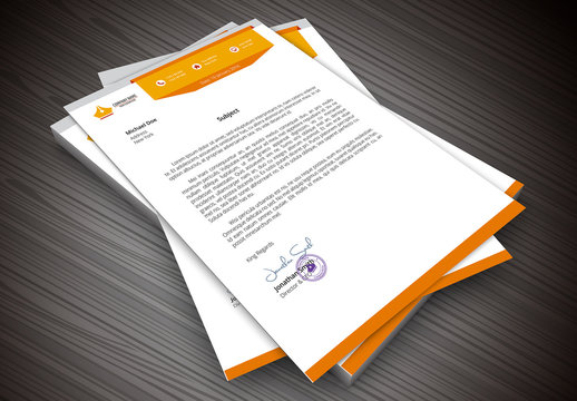 Orange Banner Element Letterhead Layout