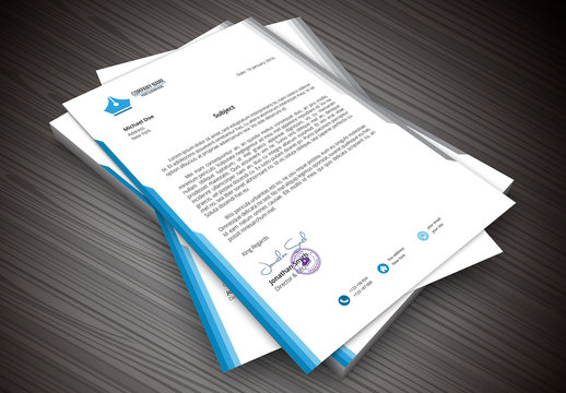 Blue and Gray Staggered Sidebar Element Letterhead Layout
