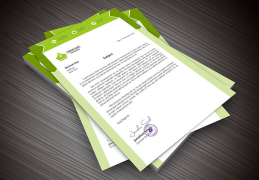 Green 3/4 Border Element Letterhead Layout