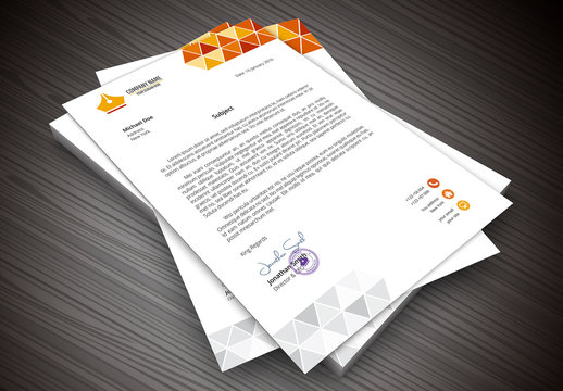 Triangle Pattern Header/Footer Element Letterhead Layout