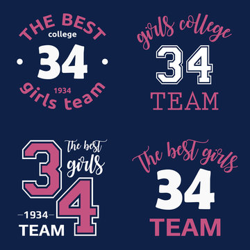 The best girls team college logo 34 isolated vector set