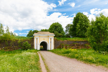 Fototapeta na wymiar Fredrikshamn gate of St.Anna Crown fortress.