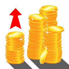 Golden coins money profit growth concept vector illustration