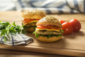 Close-up of home made burgers