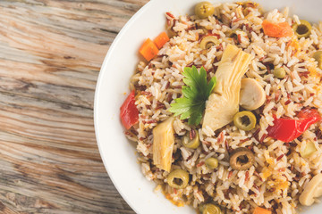 Insalata di riso integrale, brown rice salad