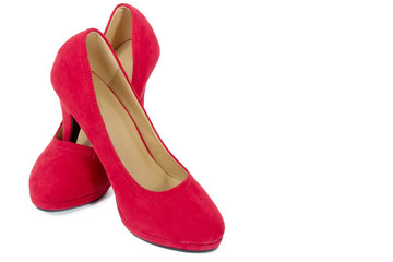 Red heel shoes isolated on white background