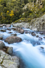 Slow shutter photo of Figarella river at Bonifatu in Corsica