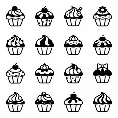 Vector Cupcake icon set