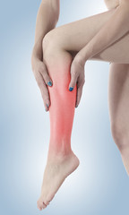 Stretching woman leg.