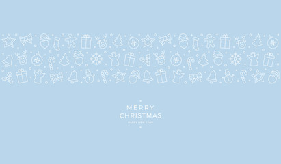 christmas element icons banner blue background