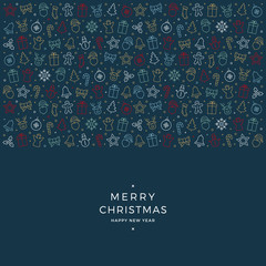 merry christmas colorful icon elements blue background