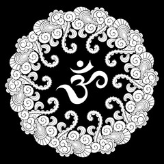 Om in round mandala