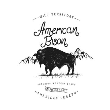 Old label with bison