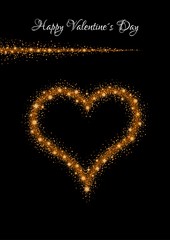 Valentine's card with glittering gold stars