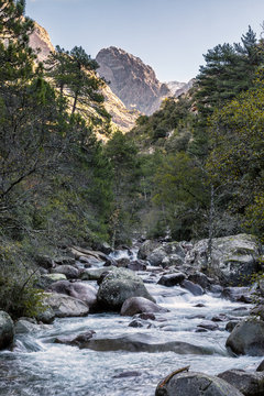 Slow shutter photo of Figarella river at Bonifatu in Corsica