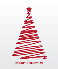 Christmas background. Christmas tree scribble card design. Vector illustration.