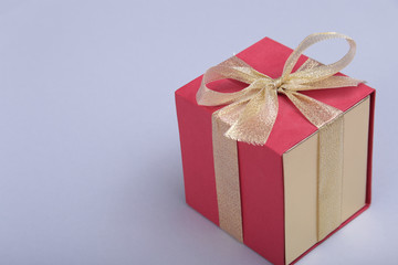 Gift boxes with bow on gray background