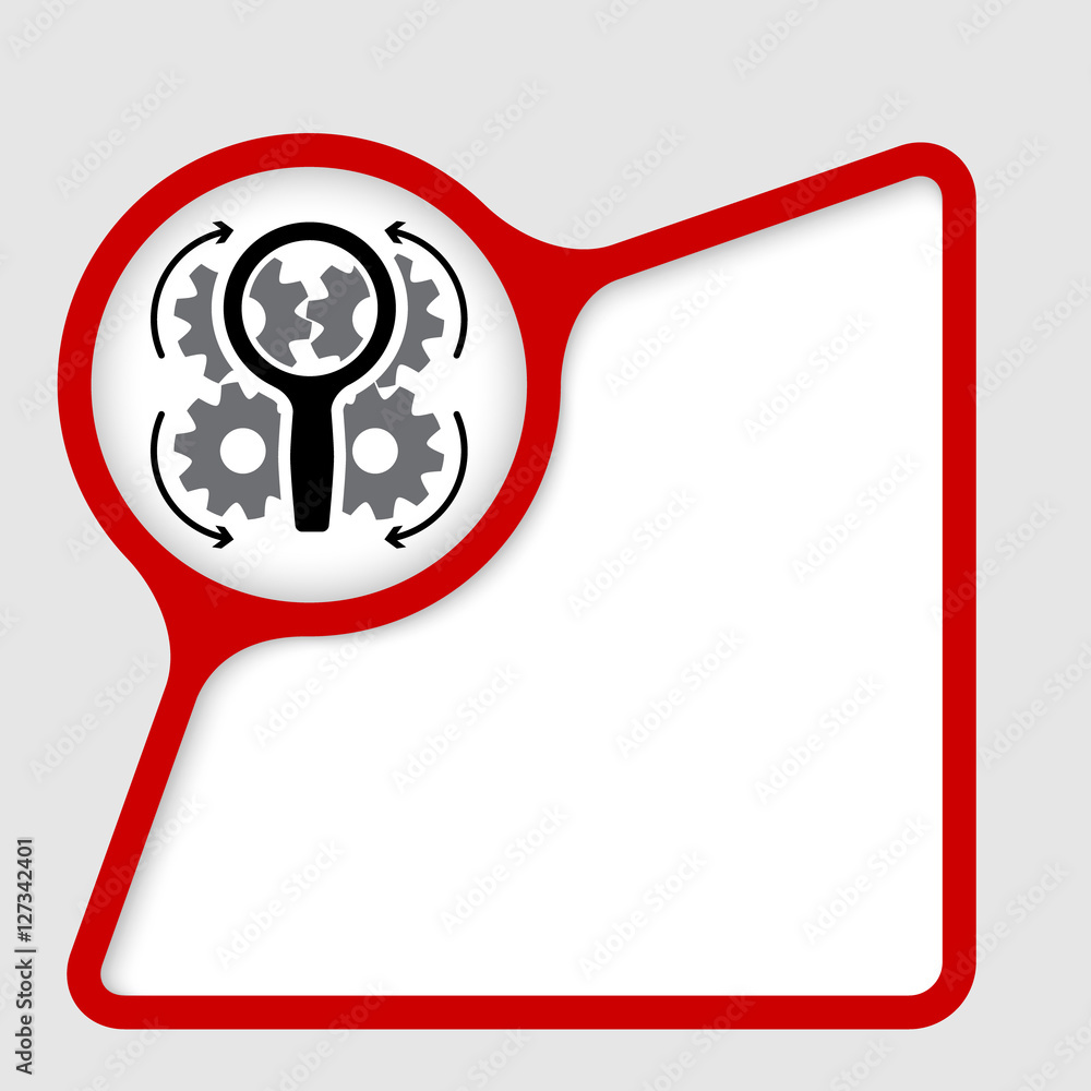 Poster abstract frame for your text with magnifier and cogwheels