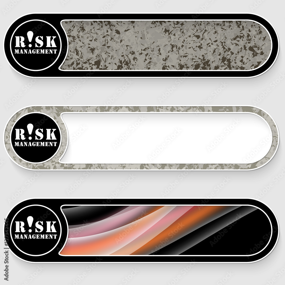 Poster set of three vector abstract buttons with risk management icon